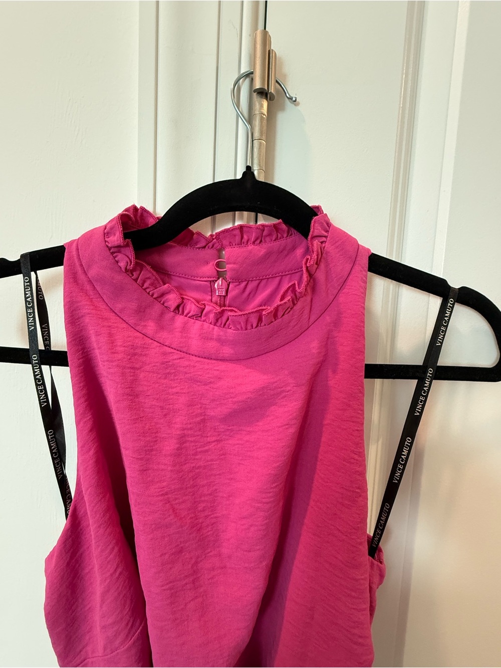 Vince Camuto Pink Ruffle Trim Sleeveless jumper